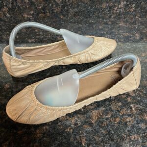 Lucky Brand Ballerina Flats Womens 10 Shiny Pink Leather Flats Rose Gold